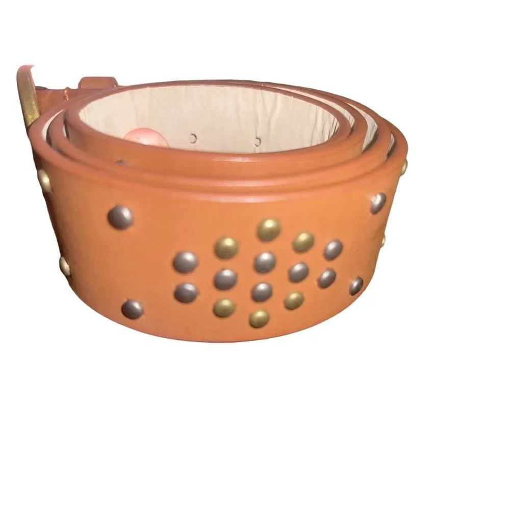 INC International Concepts Studded Belt (Cognac, Size Medium)